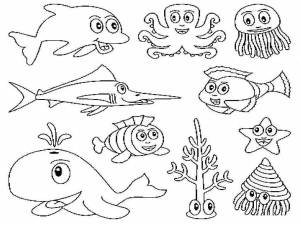 Раскраска морские обитатели для детей 3 4 лет #16 #404507
