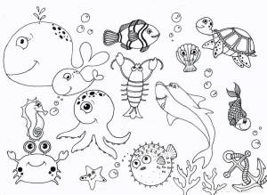 Раскраска морские обитатели для детей 3 4 лет #35 #404526