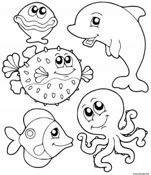 Раскраска морские обитатели для детей 3 4 лет #37 #404528