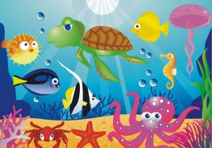 Раскраска морские обитатели для детей 3 4 лет #38 #404529