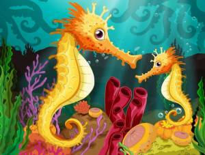 Раскраска морской конек для детей #7 #404794