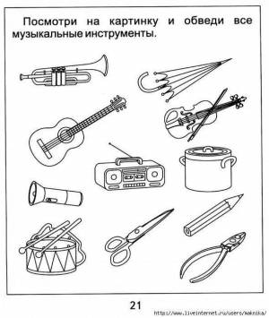 Раскраска музыкальные инструменты для детей 6 7 лет #20 #407050