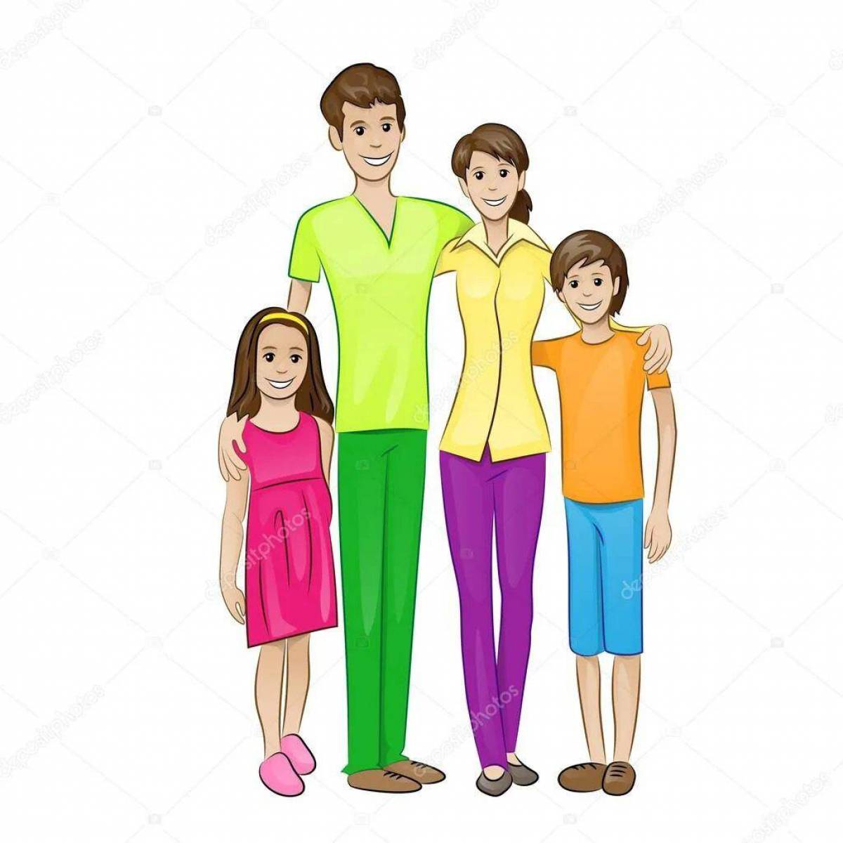 Нарисовать маму папу сестру и брата. Рисунок семьи из 4 человек. Рисование людей семейное. Семья 4 человека рисунок. Рисунок семьи детский.