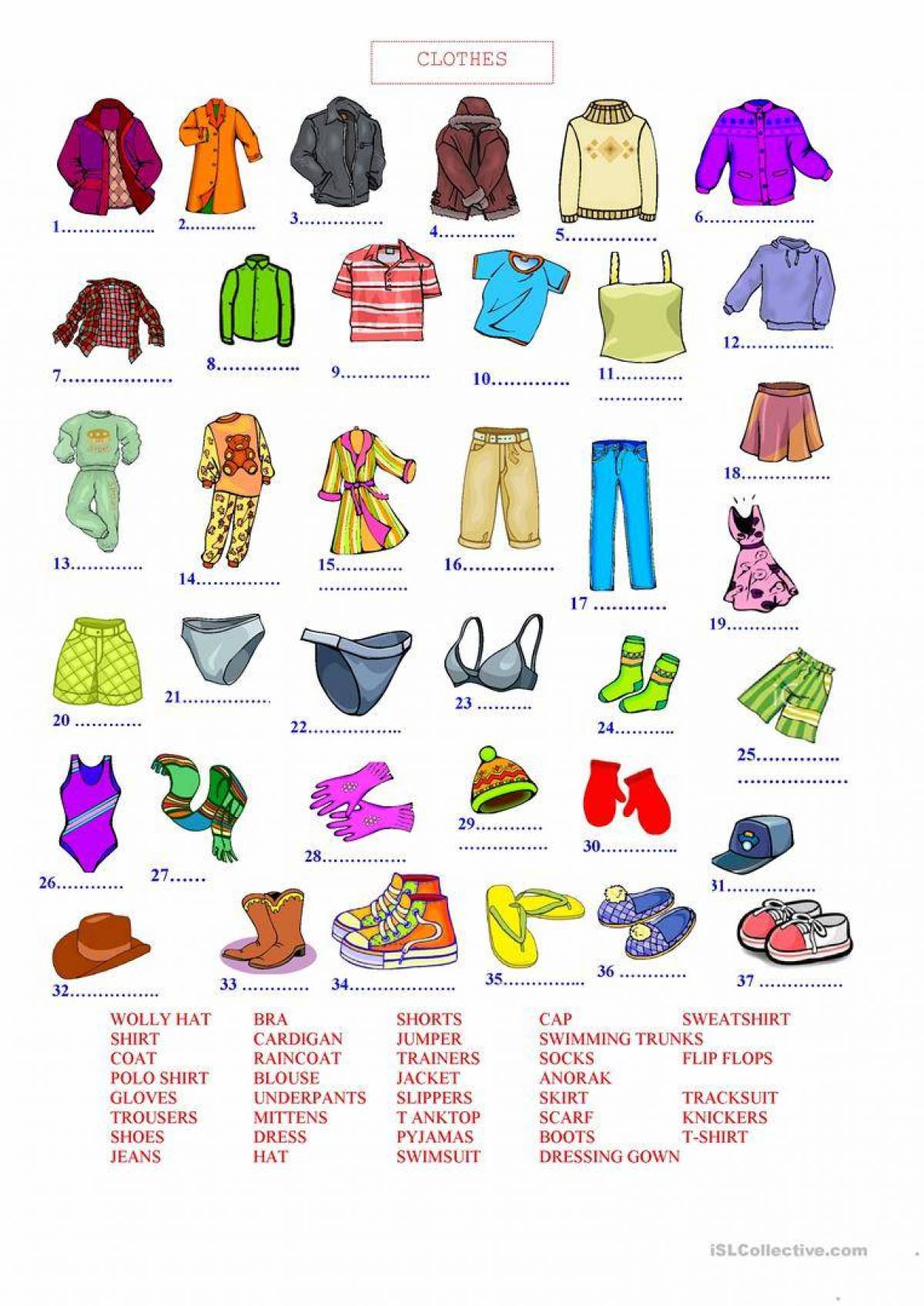 Одежда на английском