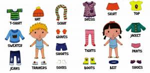 Раскраска на английском для детей одежда #1 #410470