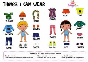 Раскраска на английском для детей одежда #2 #410471