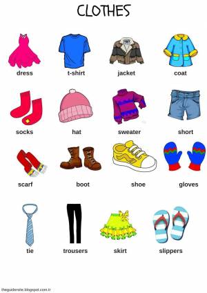 Раскраска на английском для детей одежда #4 #410473