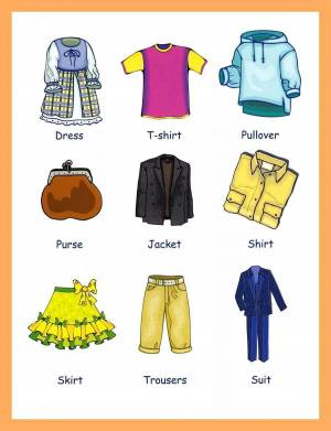 Раскраска на английском для детей одежда #12 #410481