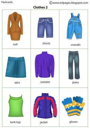 Раскраска на английском для детей одежда #23 #410492