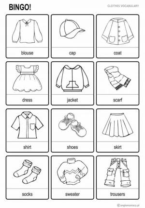 Раскраска на английском для детей одежда #25 #410494