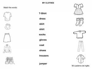 Раскраска на английском для детей одежда #27 #410496