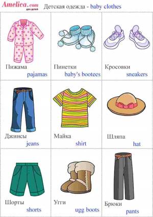 Раскраска на английском для детей одежда #33 #410502