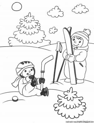 Раскраска на зимнюю тему для детей 4 5 лет #13 #411383