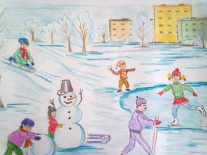 Раскраска на тему зимние забавы для детей 3 4 лет #6 #412905