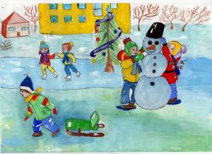Раскраска на тему зимние забавы для детей 3 4 лет #16 #412915