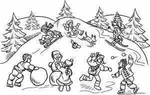 Раскраска на тему зимние забавы для детей 3 4 лет #19 #412918