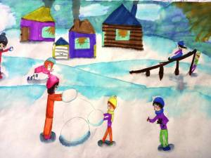 Раскраска на тему зимние забавы для детей 3 4 лет #22 #412921