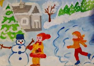 Раскраска на тему зимние забавы для детей 3 4 лет #24 #412923
