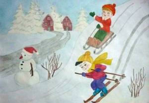 Раскраска на тему зимние забавы для детей 3 4 лет #29 #412928