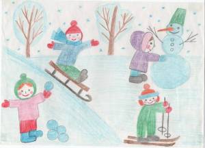 Раскраска на тему зимние забавы для детей 3 4 лет #35 #412934