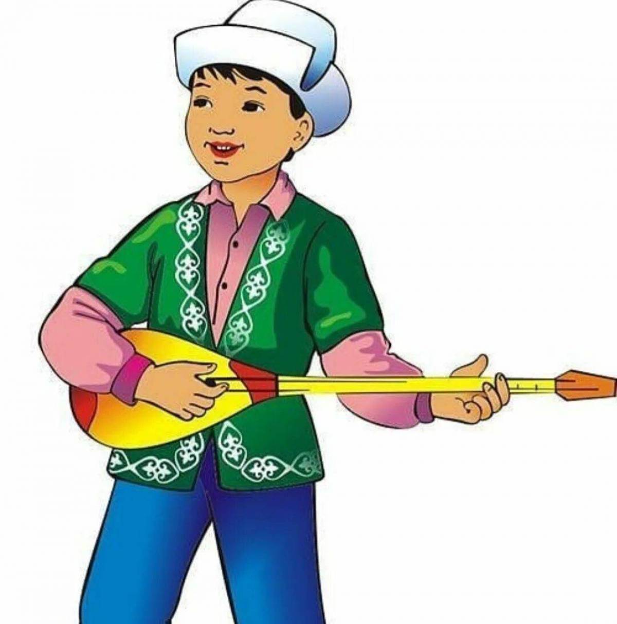 Адамның бір бала деген. Мальчик с домброй. Казахский мальчик. Казахские национальные костюмы для детей. Мальчик и девочка в казахском национальном костюме.