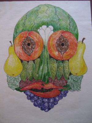 Раскраска натюрморт из овощей и фруктов для детей #13 #417206