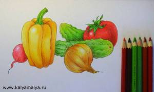 Раскраска натюрморт из овощей и фруктов для детей #33 #417226