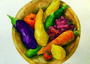 Раскраска натюрморт из овощей и фруктов для детей #34 #417227
