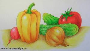 Раскраска натюрморт из овощей и фруктов для детей #37 #417230
