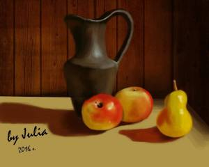 Раскраска натюрморт кружка яблоко груша #36 #417266