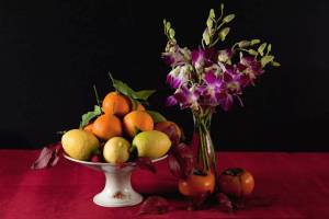 Раскраска натюрморт с фруктами и вазой #5 #417313