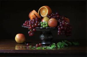 Раскраска натюрморт с фруктами и вазой #11 #417319
