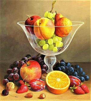 Раскраска натюрморт с фруктами и вазой #19 #417327