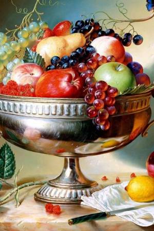 Раскраска натюрморт с фруктами и вазой #23 #417331