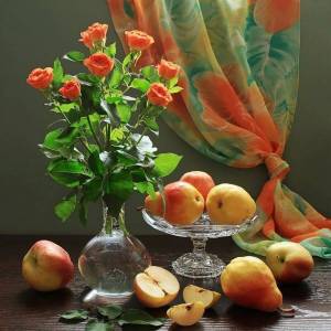 Раскраска натюрморт с фруктами и вазой #25 #417333