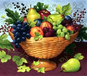 Раскраска натюрморт с фруктами и вазой #31 #417339