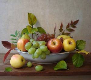 Раскраска натюрморт с фруктами и вазой #34 #417342