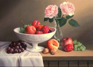 Раскраска натюрморт с фруктами и вазой #39 #417347