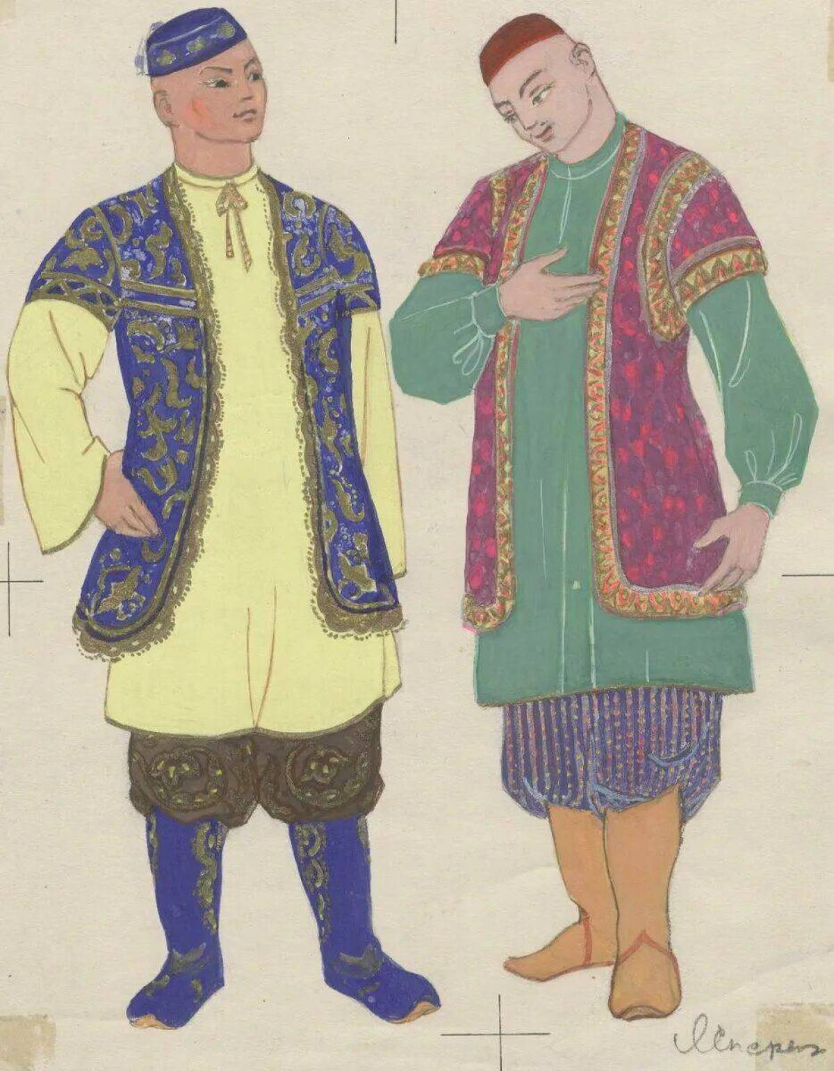 Национальный костюм Татаров рисунок