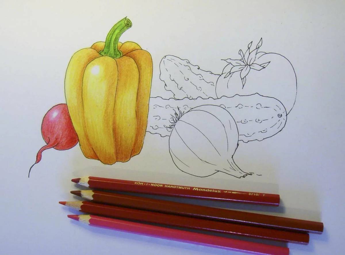 Натюрморт из овощей и фруктов для детей #5