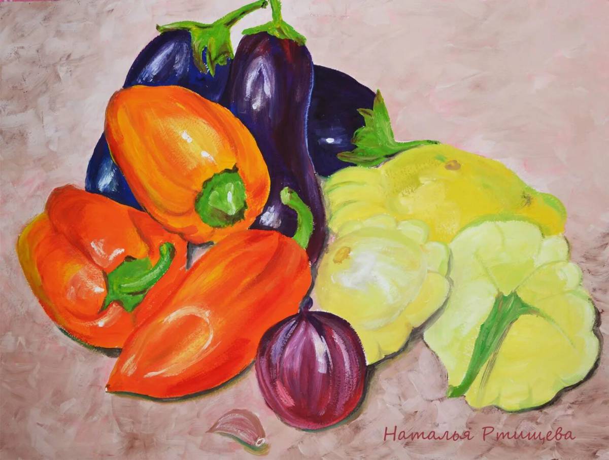 Натюрморт из овощей и фруктов для детей #6