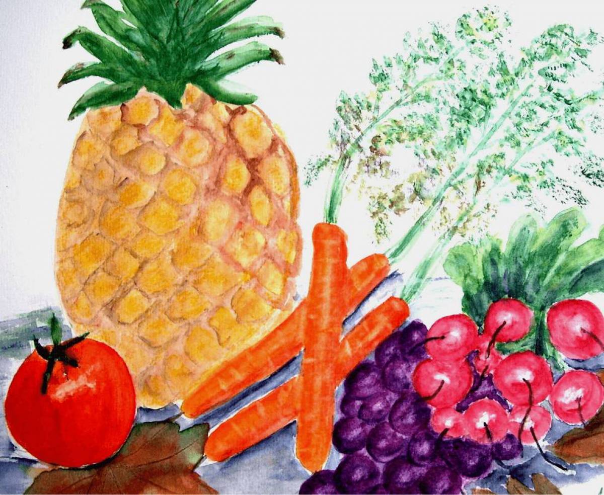 Натюрморт из овощей и фруктов для детей #10