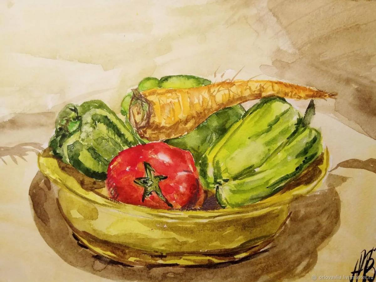 Натюрморт из овощей и фруктов для детей #16
