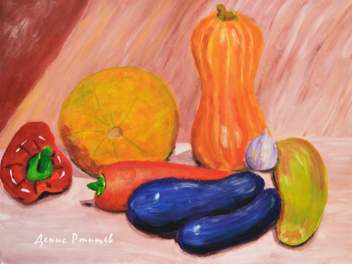 Натюрморт из овощей и фруктов для детей #24