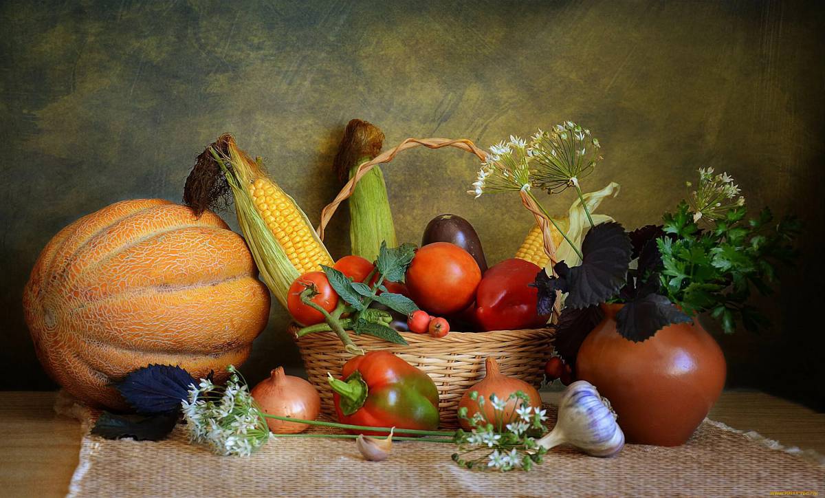 Натюрморт из овощей и фруктов для детей #31