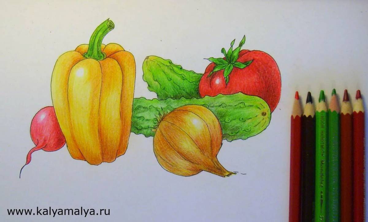 Натюрморт из овощей и фруктов для детей #33