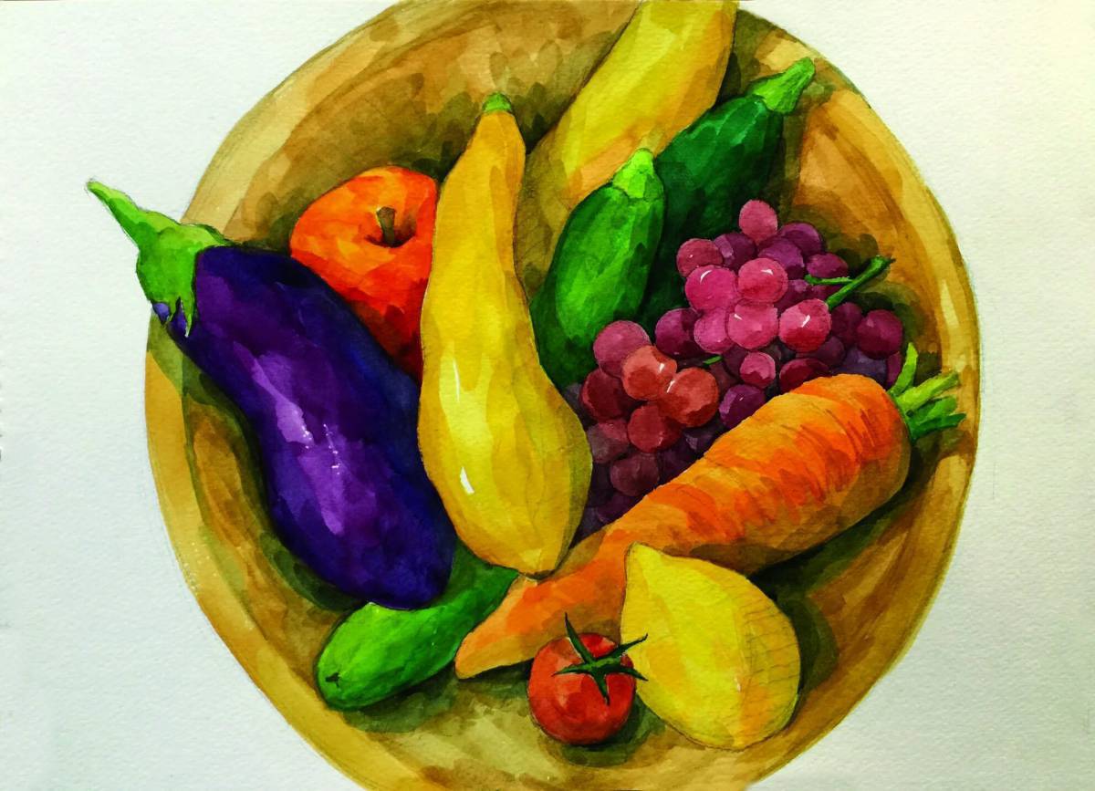 Натюрморт из овощей и фруктов для детей #34