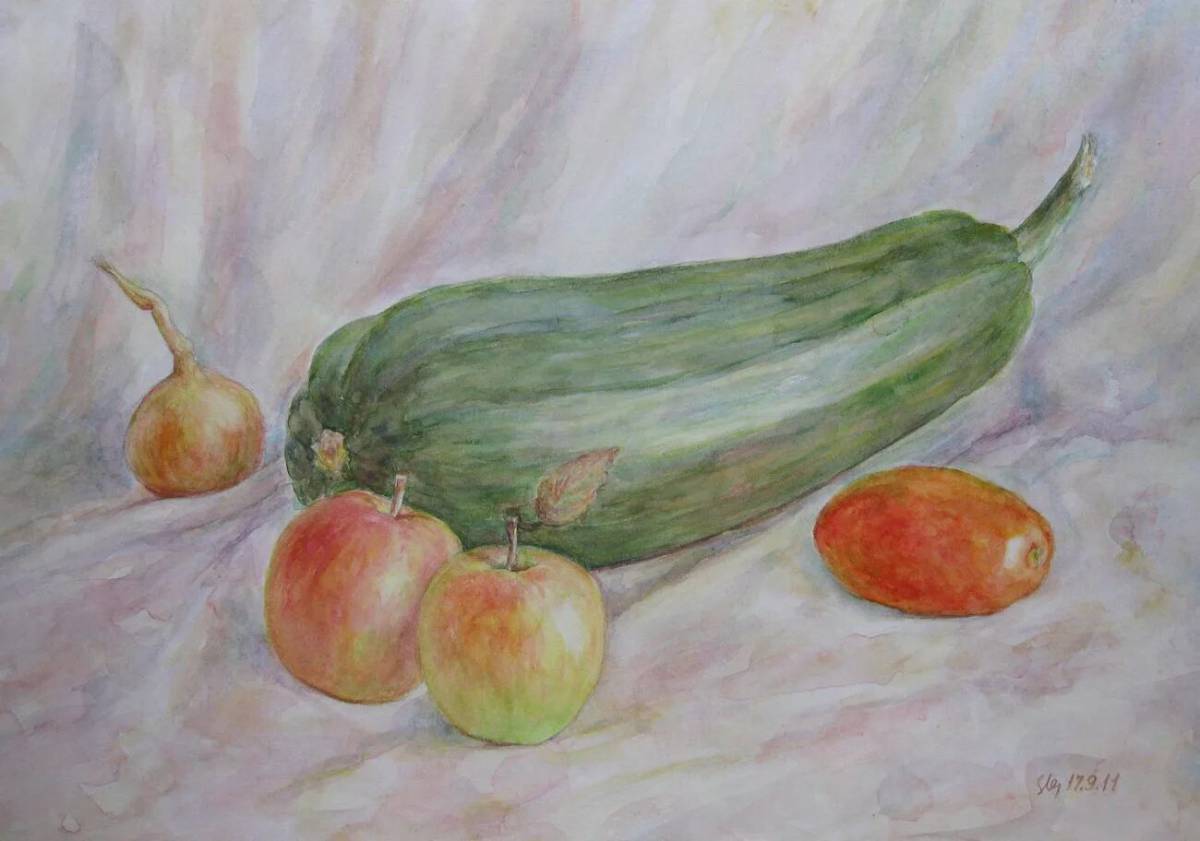 Натюрморт из овощей и фруктов для детей #35