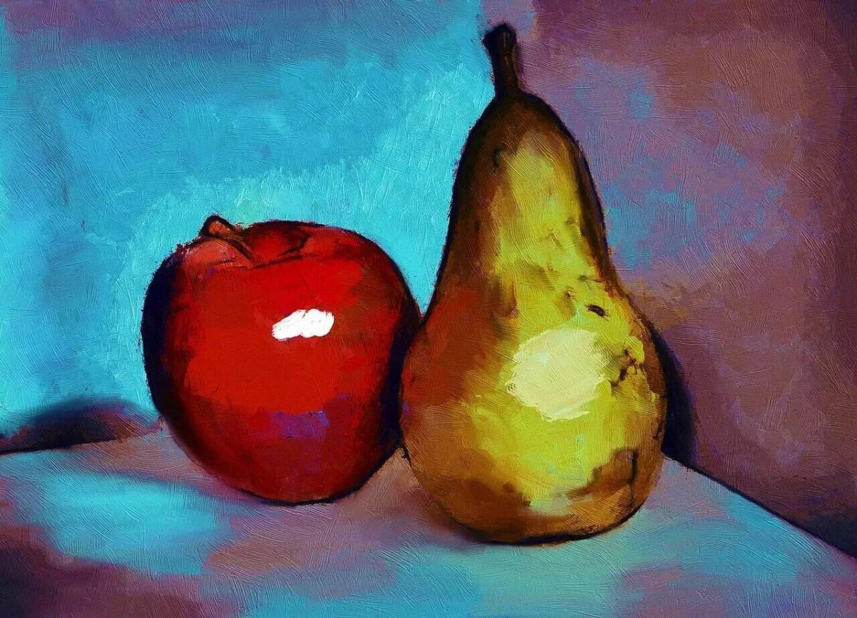 Натюрморт кружка яблоко груша #11