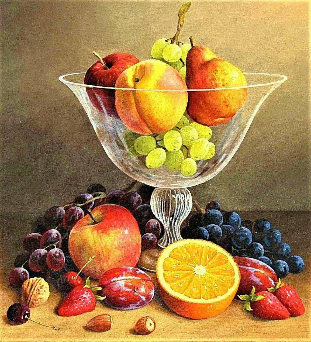 Натюрморт с фруктами и вазой #19